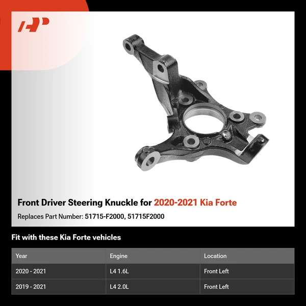 Front Driver Steering Knuckle for 2020-2021 Kia Forte