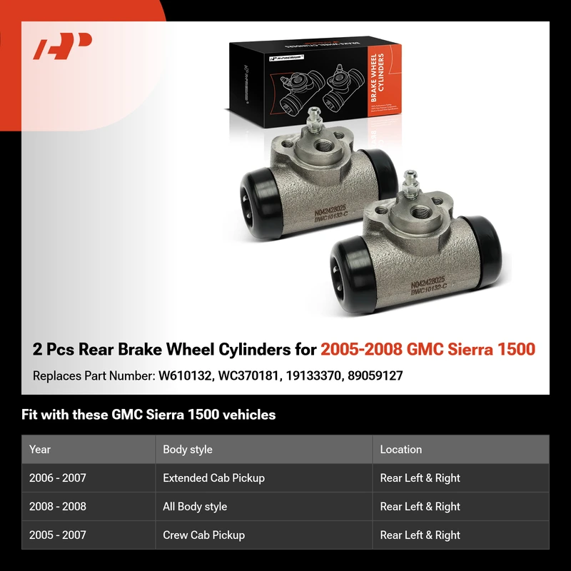 2 Pcs Rear Brake Wheel Cylinders for 2005-2008 GMC Sierra 1500