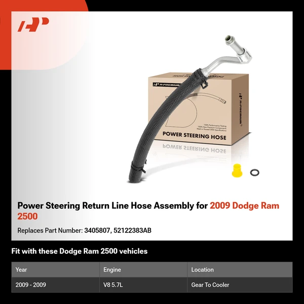 Power Steering Return Line Hose Assembly for 2009 Dodge Ram 2500