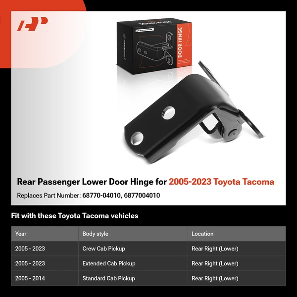 Rear Passenger Lower Door Hinge for 2005-2023 Toyota Tacoma
