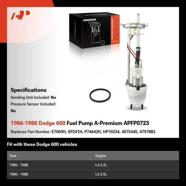 1986-1988 Dodge 600 Fuel Pump A-Premium APFP0723