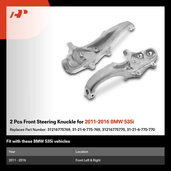 2 Pcs Front Steering Knuckle for 2011-2016 BMW 535i