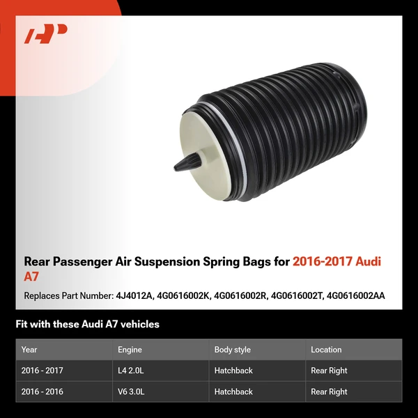 Rear Passenger Air Suspension Spring Bags for 2016-2017 Audi A7