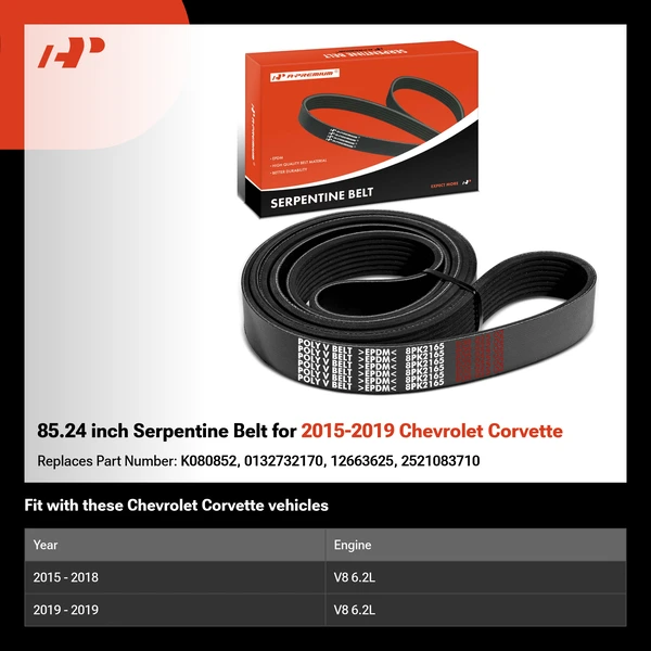85.24 inch Serpentine Belt for 2015-2019 Chevrolet Corvette