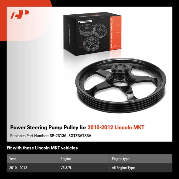 Power Steering Pump Pulley for 2010-2012 Lincoln MKT