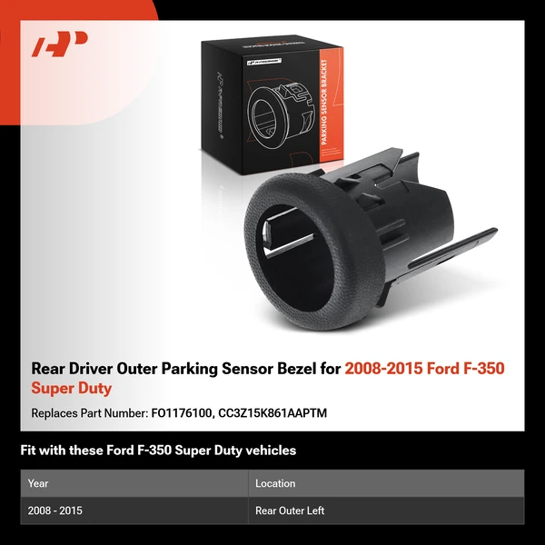 Rear Driver Outer Parking Sensor Bezel for 2008-2015 Ford F-350 Super Duty