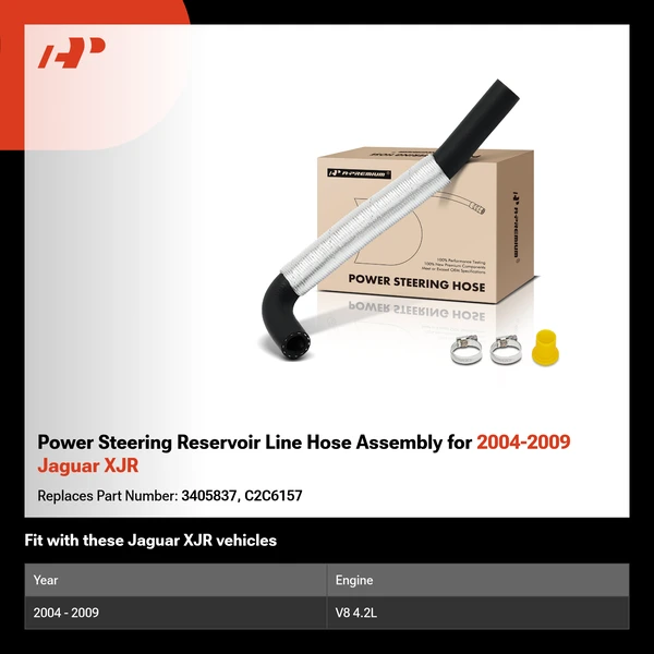 Power Steering Reservoir Line Hose Assembly for 2004-2009 Jaguar XJR