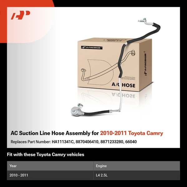 AC Suction Line Hose Assembly for 2010-2011 Toyota Camry