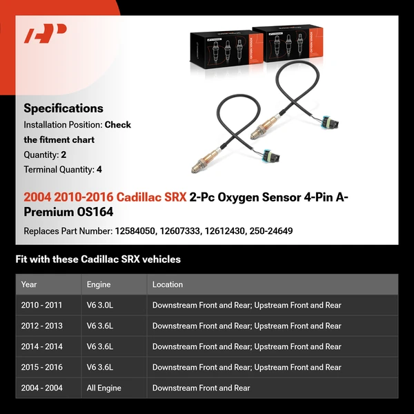 2004 2010-2016 Cadillac SRX 2-Pc Oxygen Sensor 4-Pin A-Premium OS164