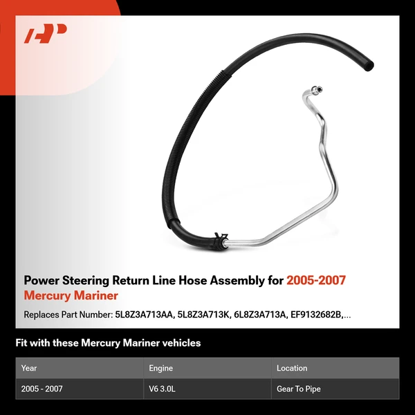 Power Steering Return Line Hose Assembly for 2005-2007 Mercury Mariner