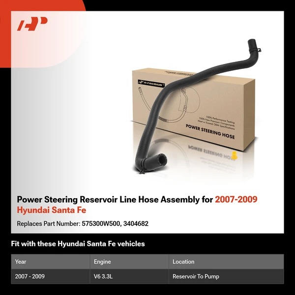 Power Steering Reservoir Line Hose Assembly for 2007-2009 Hyundai Santa Fe