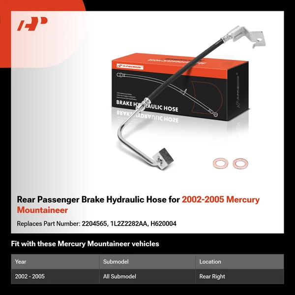 Rear Passenger Brake Hydraulic Hose for 2002-2005 Mercury Mountaineer
