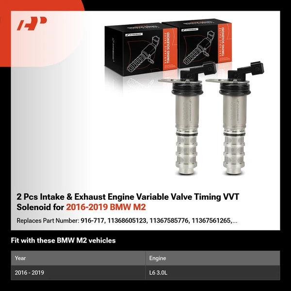 2 Pcs Intake & Exhaust Engine Variable Valve Timing VVT Solenoid for 2016-2019 BMW M2