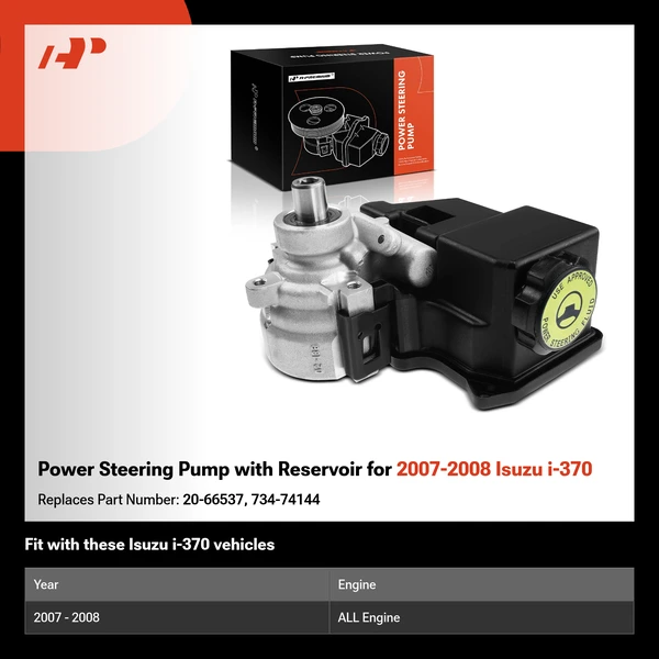 Power Steering Pump with Reservoir for 2007-2008 Isuzu i-370