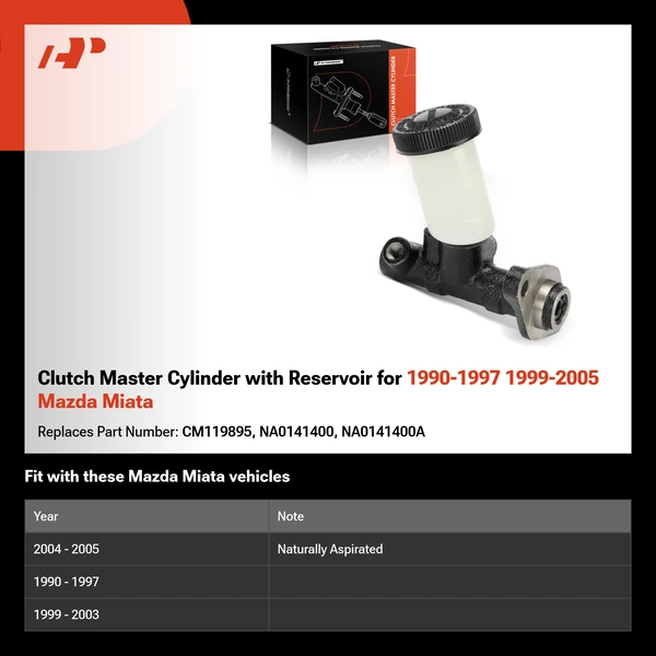 Clutch Master Cylinder with Reservoir for 1990-1997 1999-2005 Mazda Miata