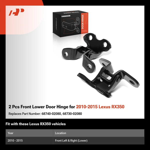 2 Pcs Front Lower Door Hinge for 2010-2015 Lexus RX350