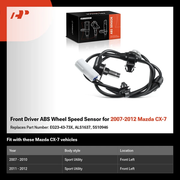 Front Driver ABS Wheel Speed Sensor for 2007-2012 Mazda CX-7