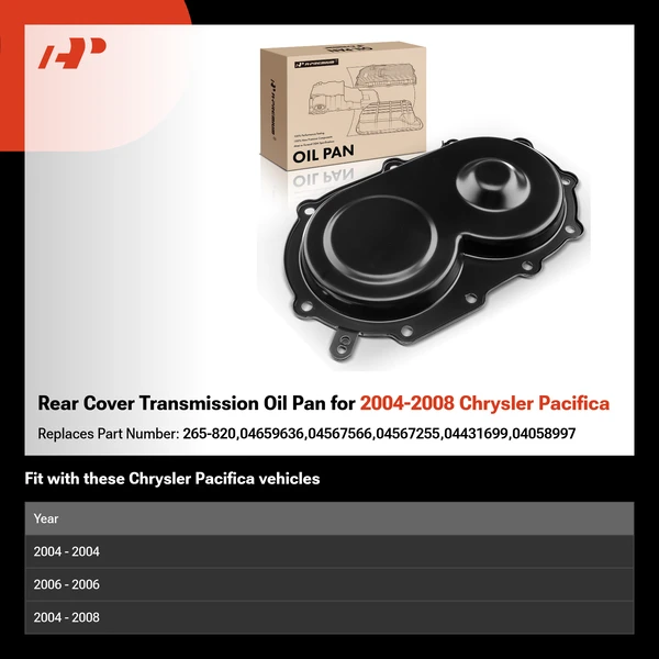 Rear Cover Transmission Oil Pan for 2004-2008 Chrysler Pacifica