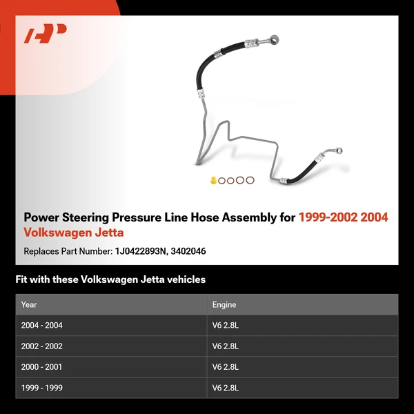 Power Steering Pressure Line Hose Assembly for 1999-2002 2004 Volkswagen Jetta