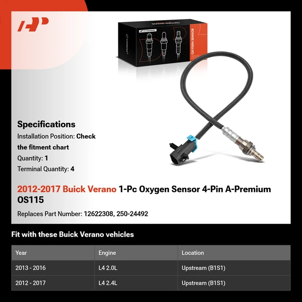 2012-2017 Buick Verano 1-Pc Oxygen Sensor 4-Pin A-Premium OS115