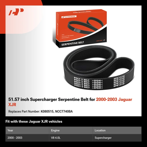 51.57 inch Supercharger Serpentine Belt for 2000-2003 Jaguar XJR