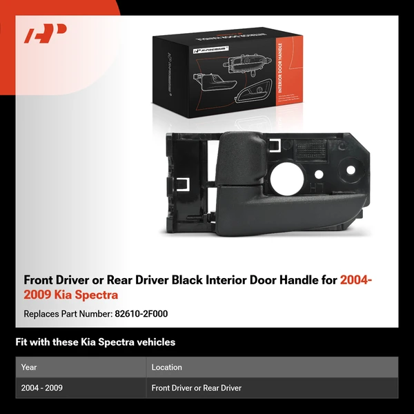 Front Driver or Rear Driver Black Interior Door Handle for 2004-2009 Kia Spectra