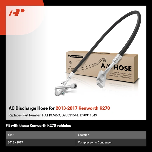 AC Discharge Hose for 2013-2017 Kenworth K270