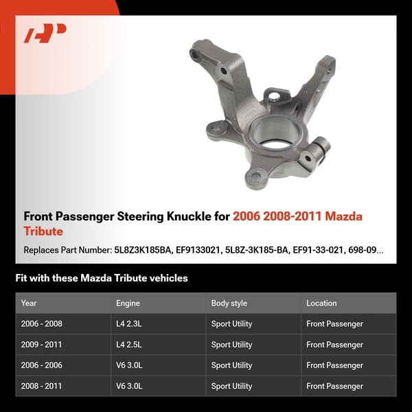 Front Passenger Steering Knuckle for 2006 2008-2011 Mazda Tribute