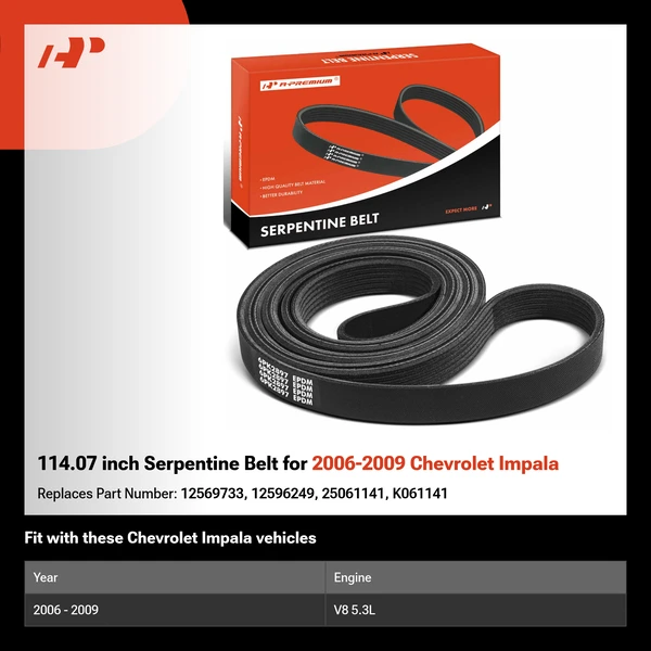 114.07 inch Serpentine Belt for 2006-2009 Chevrolet Impala