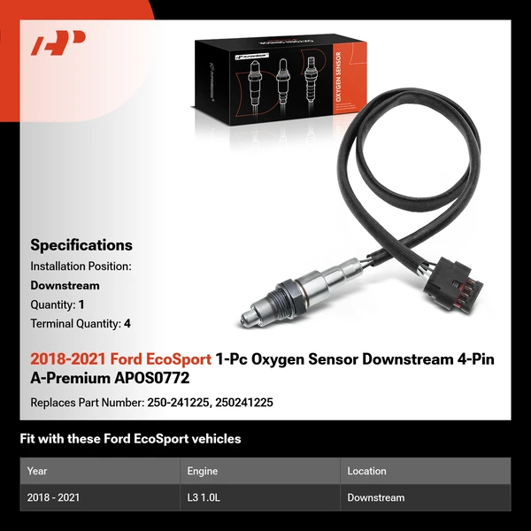 2018-2021 Ford EcoSport 1-Pc Oxygen Sensor Downstream 4-Pin A-Premium APOS0772