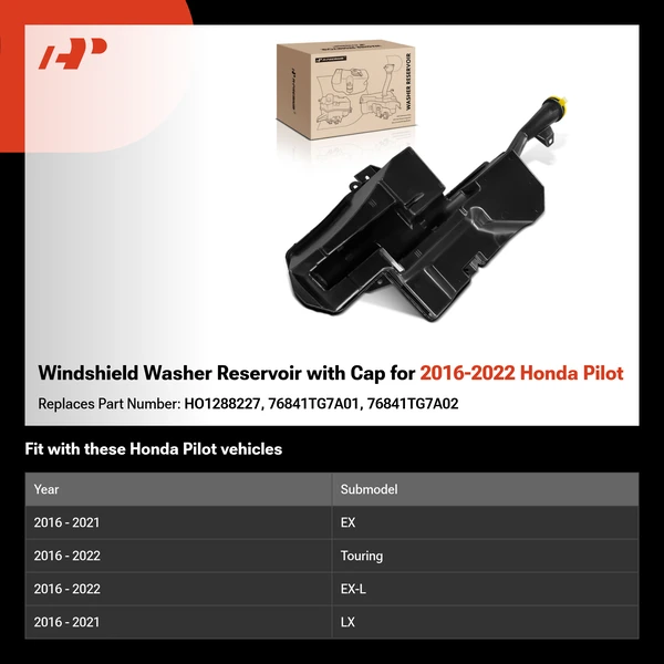 Windshield Washer Reservoir with Cap for 2016-2022 Honda Pilot