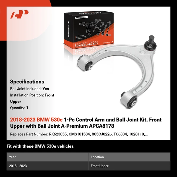 2018-2023 BMW 530e 1-Pc Control Arm and Ball Joint Kit, Front Upper with Ball Joint A-Premium APCA8178