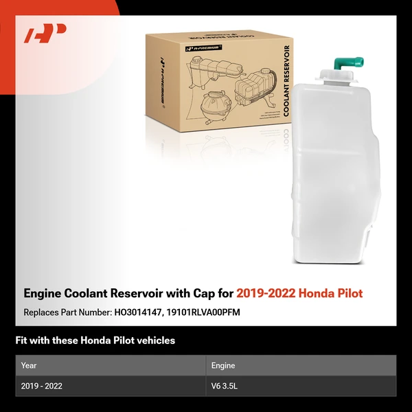Engine Coolant Reservoir with Cap for 2019-2022 Honda Pilot