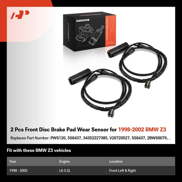 2 Pcs Front Disc Brake Pad Wear Sensor for 1998-2002 BMW Z3