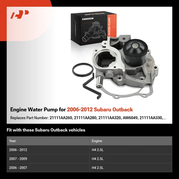 Engine Water Pump for 2006-2012 Subaru Outback