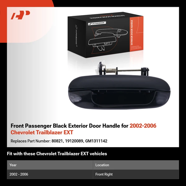 Front Passenger Black Exterior Door Handle for 2002-2006 Chevrolet Trailblazer EXT