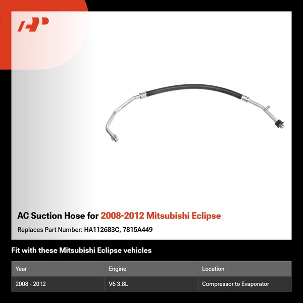 AC Suction Hose for 2008-2012 Mitsubishi Eclipse