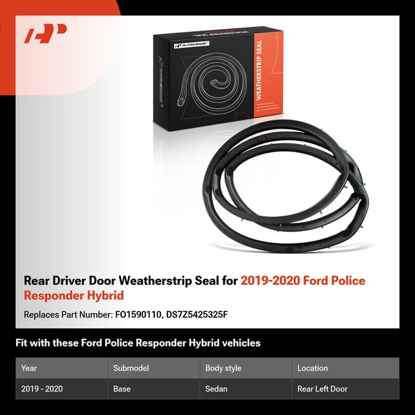 Rear Driver Door Weatherstrip Seal for 2019-2020 Ford Police Responder Hybrid