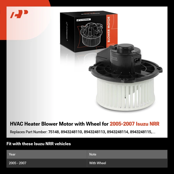 HVAC Heater Blower Motor with Wheel for 2005-2007 Isuzu NRR