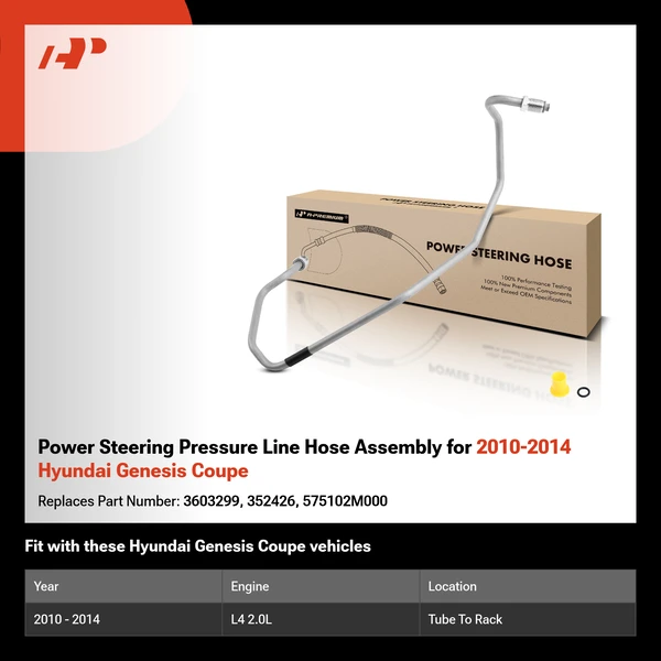 Power Steering Pressure Line Hose Assembly for 2010-2014 Hyundai Genesis Coupe