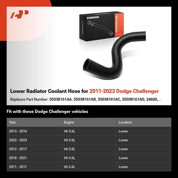Lower Radiator Coolant Hose for 2011-2023 Dodge Challenger