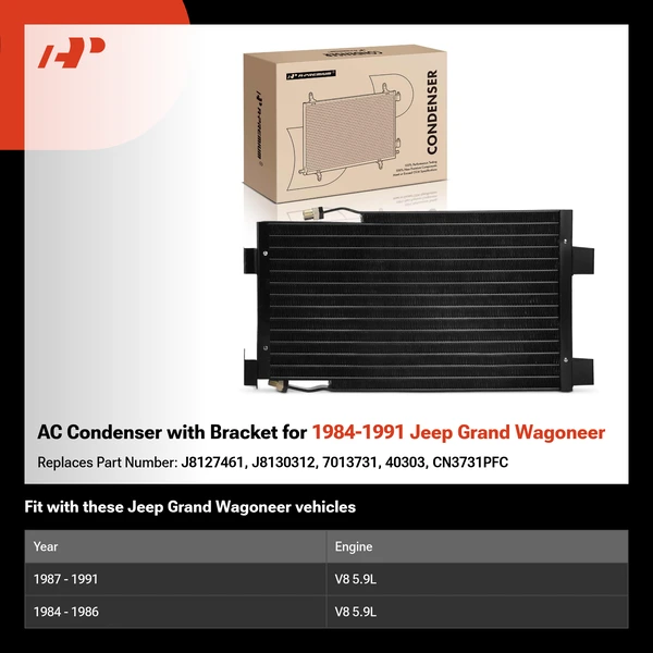 AC Condenser with Bracket for 1984-1991 Jeep Grand Wagoneer
