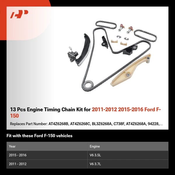 13 Pcs Engine Timing Chain Kit for 2011-2012 2015-2016 Ford F-150