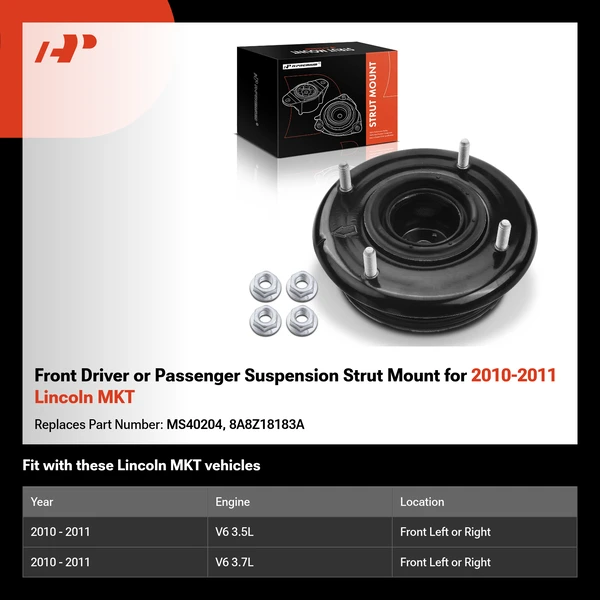 Front Driver or Passenger Suspension Strut Mount for 2010-2011 Lincoln MKT