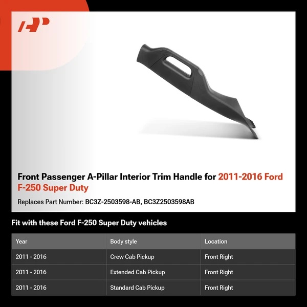 Front Passenger A-Pillar Interior Trim Handle for 2011-2016 Ford F-250 Super Duty