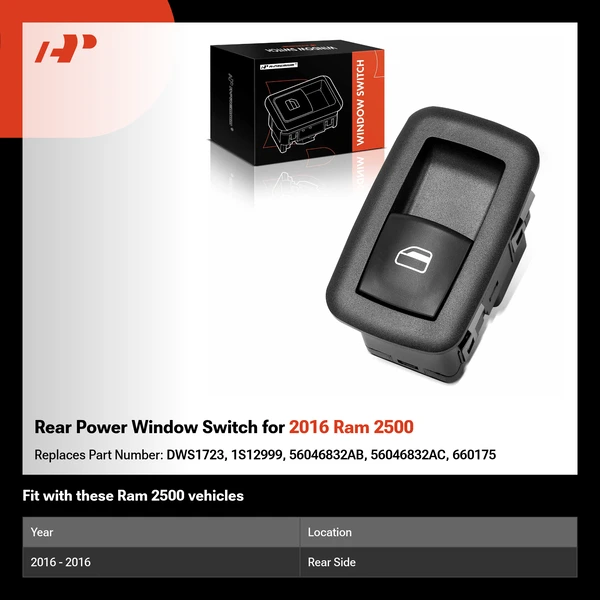 Rear Power Window Switch for 2016 Ram 2500