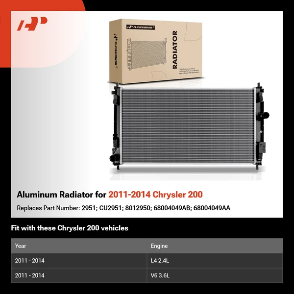 Aluminum Radiator for 2011-2014 Chrysler 200