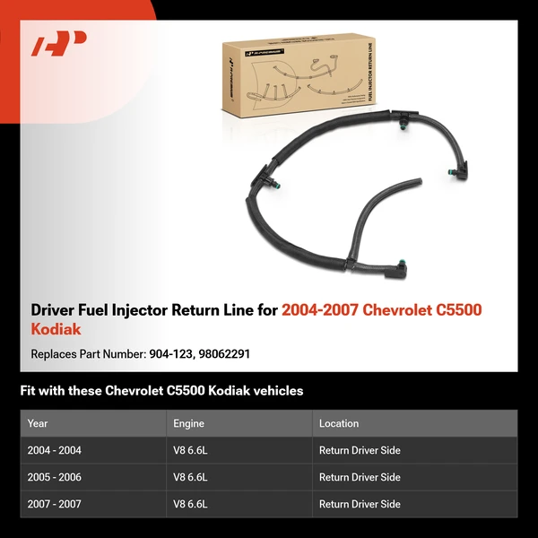 Driver Fuel Injector Return Line for 2004-2007 Chevrolet C5500 Kodiak