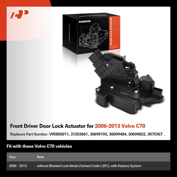 Front Driver Door Lock Actuator for 2006-2013 Volvo C70