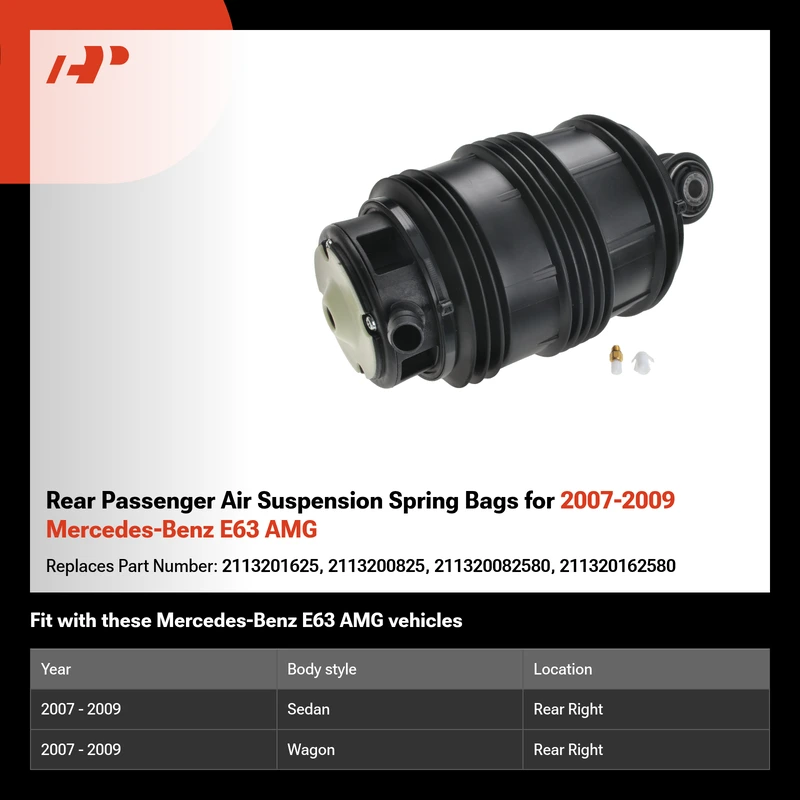Rear Passenger Air Suspension Spring Bags for 2007-2009 Mercedes-Benz E63 AMG